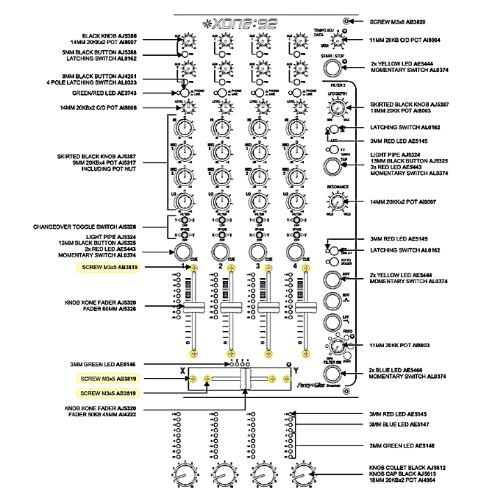Allen & Heath Fader Screw AB3819 Location
