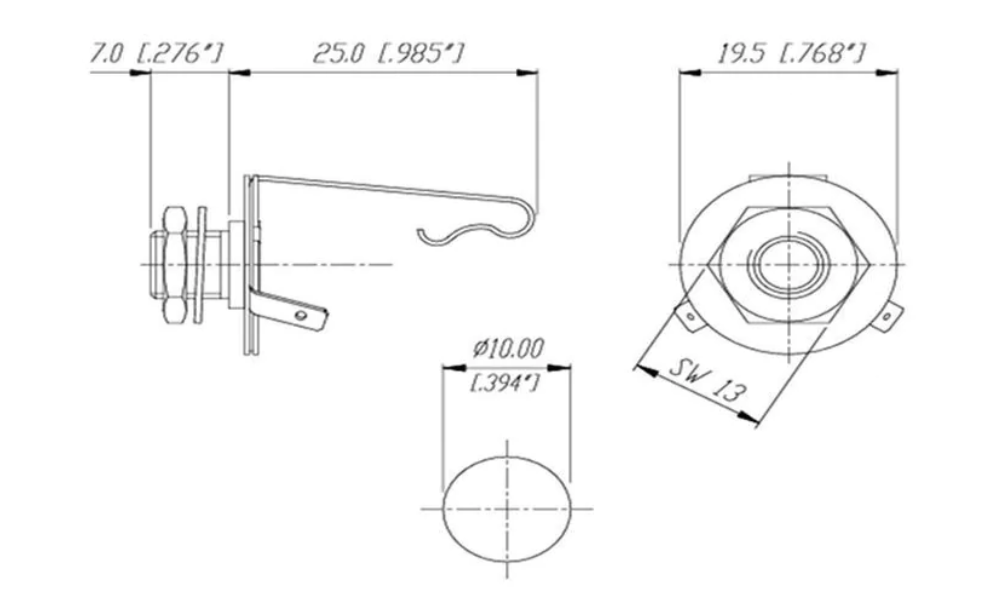 6.35mm 1/4" Jack Socket Epiphone Ibanez Squier Yamaha