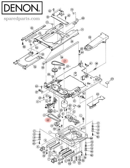 DENON CD Belt Kit 4230046209 42300047004 - Spared Parts UK