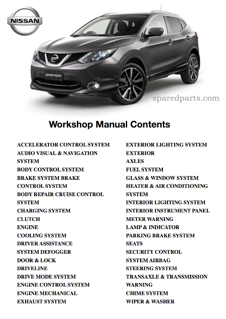 Nissan Qashqai J11 2013 - 2017 Workshop Manual (Download) – Spared