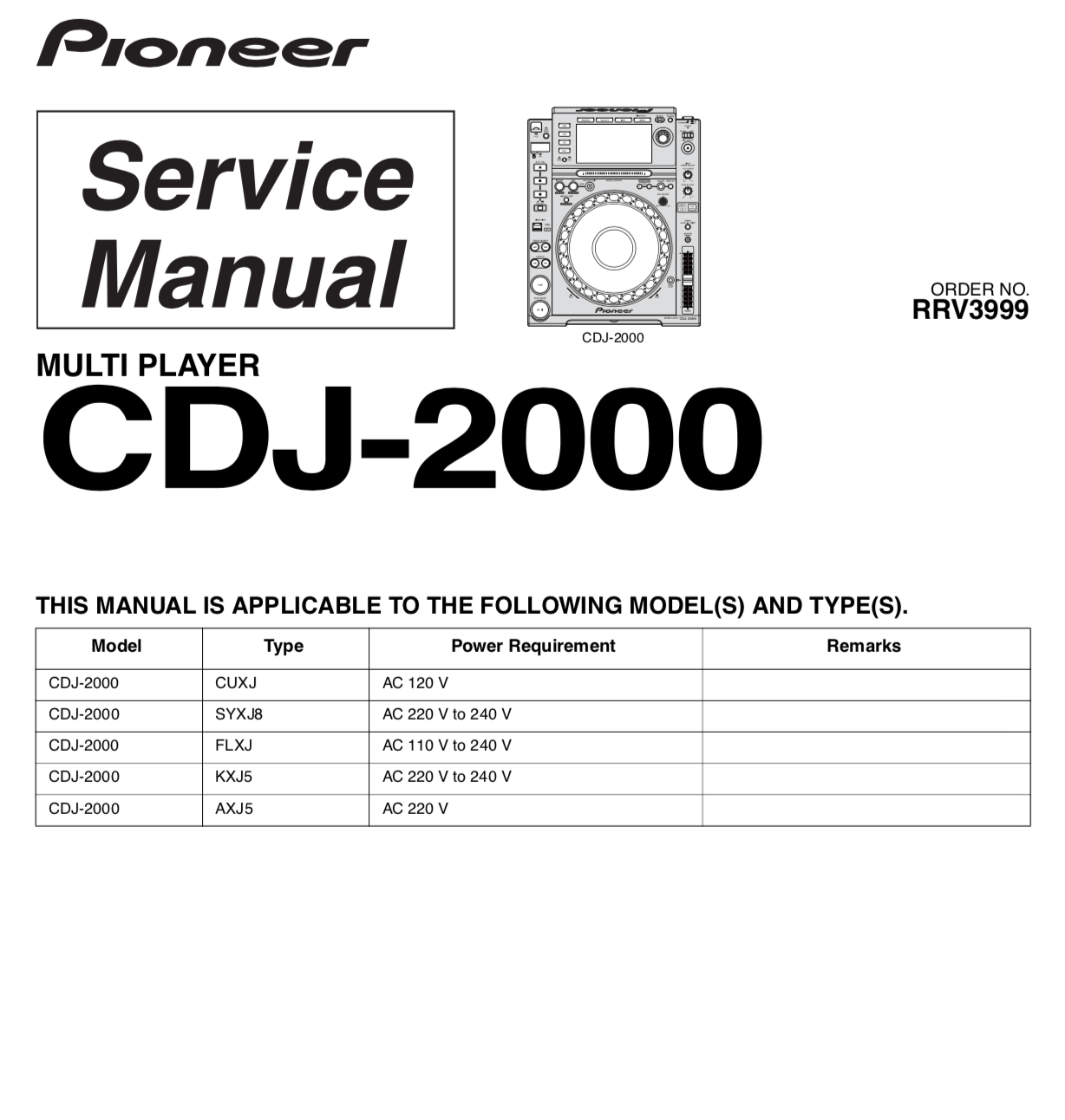 Pioneer CDJ-2000 Service Manual