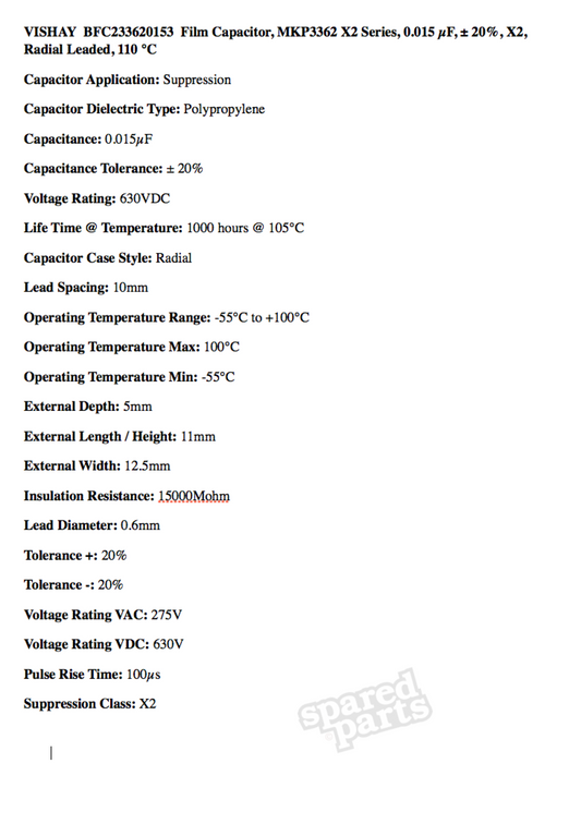 VISHAY 0.015UF 275VAC 630VDC Capacitor
