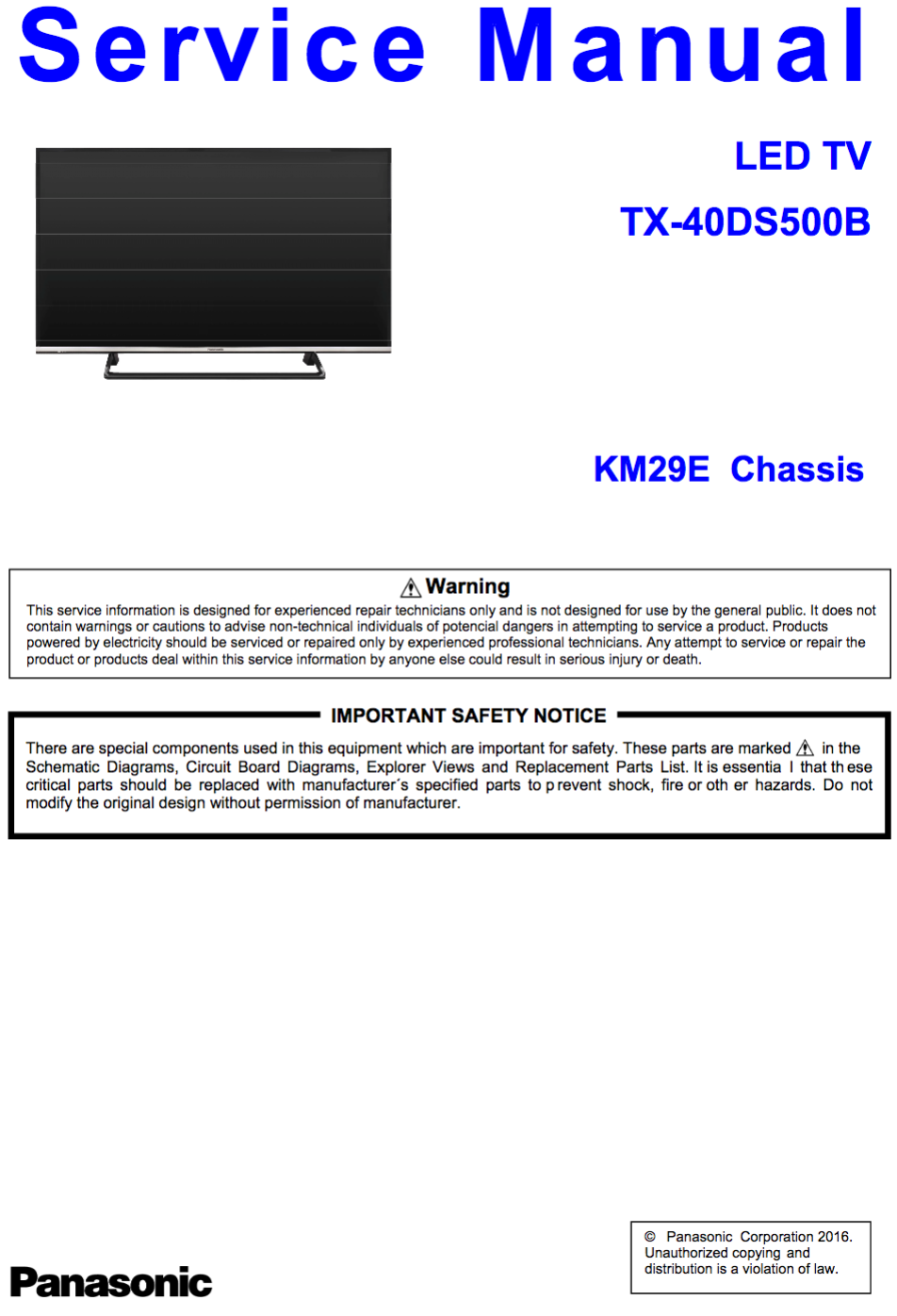 Panasonic TX-40DS500B Service Manual Complete
