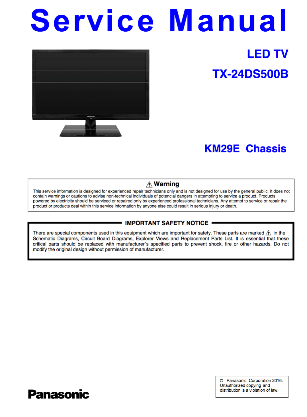 Panasonic TX-24DS500B Service Manual Complete