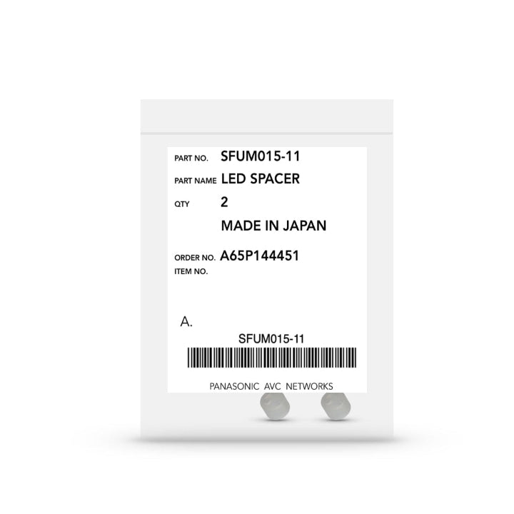Packaging of LED spacers with label on a white background