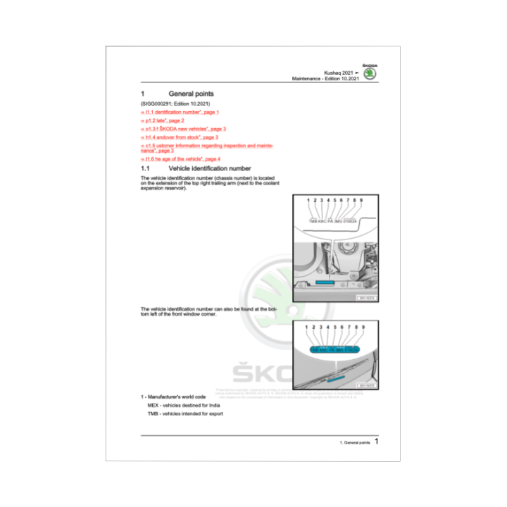 Skoda Kushaq Service Manual 2021-2023