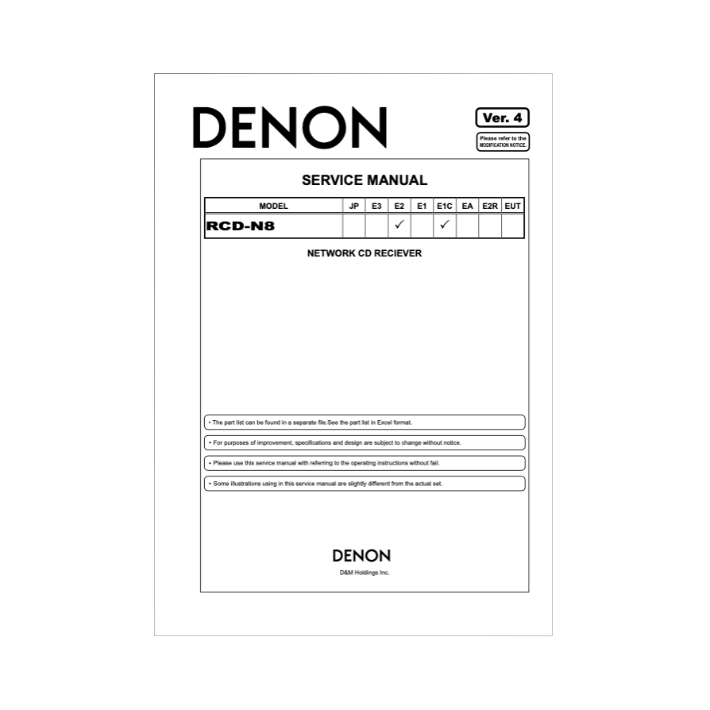 Denon RCD-N8 Service Manual Ver. 4