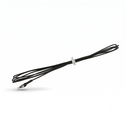 Denon DAB and FM aerial antenna wire (Part 00D3950026005), a thin black cable bundled with a white twist tie against a clean white background.