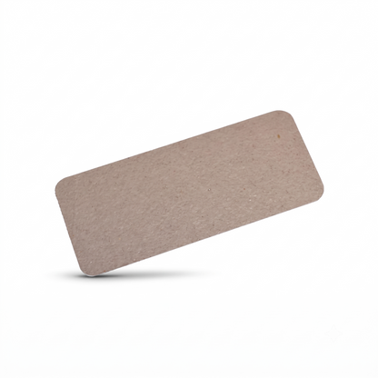 A rectangular, light-brown or beige mica waveguide cover for a Hotpoint microwave, shown at a slight angle against a white background with a soft shadow beneath it. The material has a textured, paper-like appearance with rounded corners.