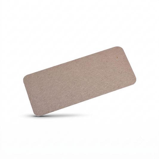 A rectangular, light-brown or beige mica waveguide cover for a Hotpoint microwave, shown at a slight angle against a white background with a soft shadow beneath it. The material has a textured, paper-like appearance with rounded corners.