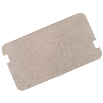 Miele microwave waveguide cover replacement part number 6636830, a rectangular grey mica sheet with side cutouts, shown on a clean white background.