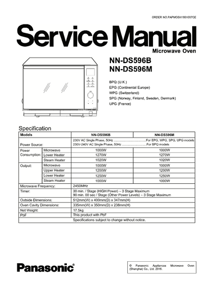 Panasonic NN-DS596B NN-DS596M Service Manual PDF Download