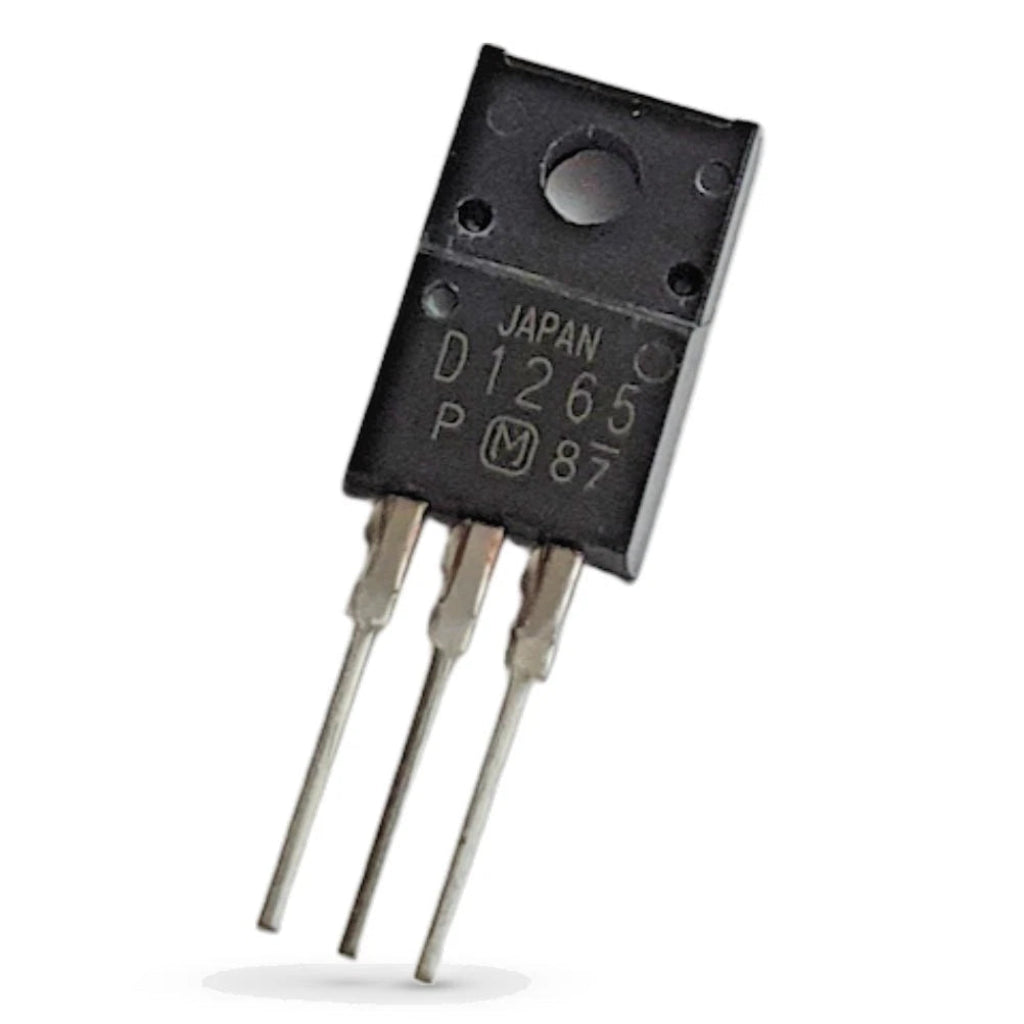 Transistor with 'Japan' label on a white background. Panasonic 2SD1265 Transistor Silicone SOT186 NPN.