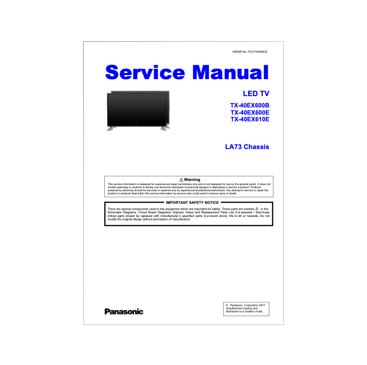 Panasonic TX-40EX600B Service Manual Complete