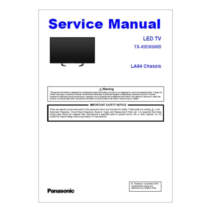 Panasonic TX-49DX600B Service Manual Complete