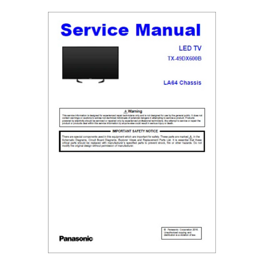 Panasonic TX-49DX600B Service Manual Complete