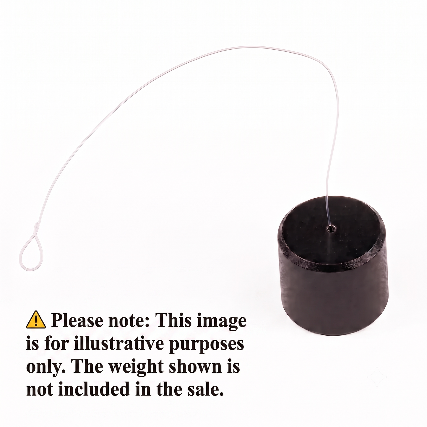 Pro-Ject anti-skate weight string with a looped end, attached to a black cylindrical weight on a plain white background. Includes text disclaimer stating the image is for illustrative purposes only and the weight is not included.