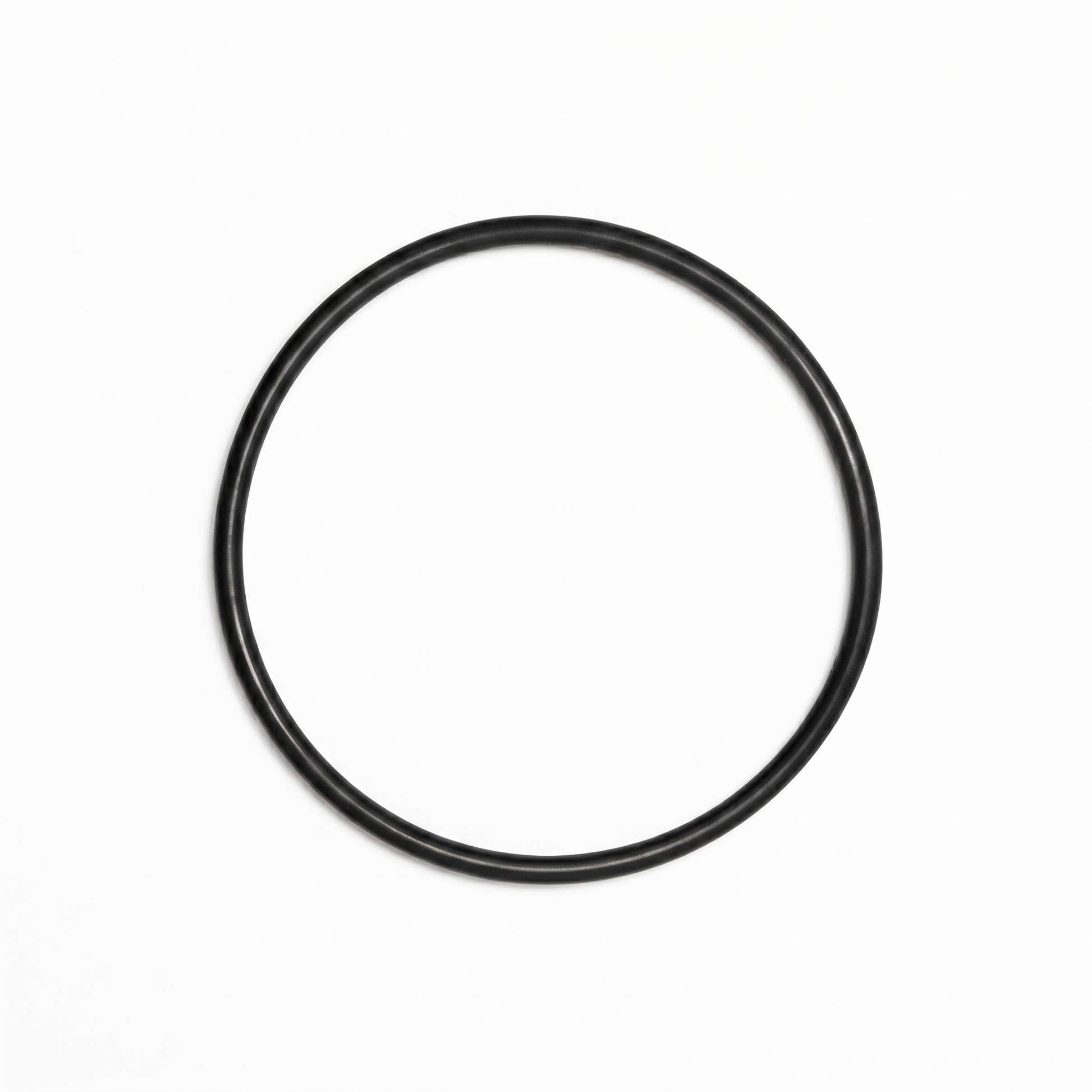 A top-down, studio shot of a black, circular rubber O-ring—identified as a Pro-Ject turntable motor suspension belt—centered against a clean, solid white background.