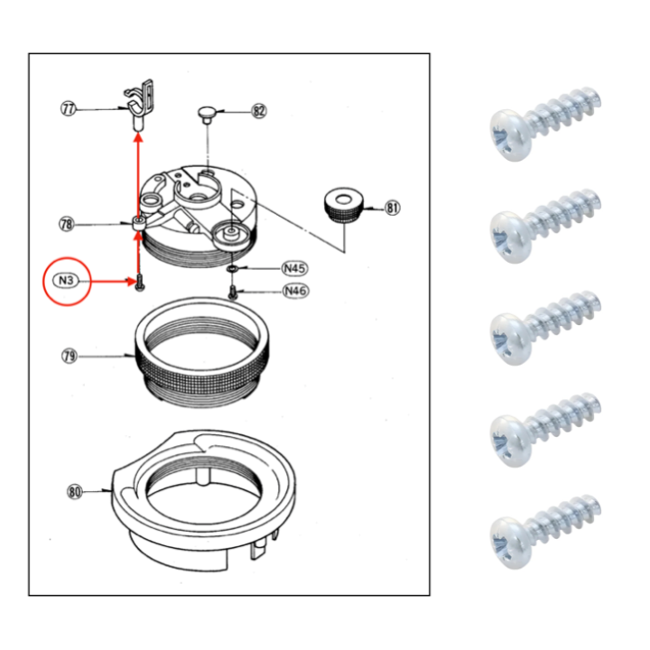 Technics Arm Rest Screw SL-1200 SL-1210 XTN3+8B