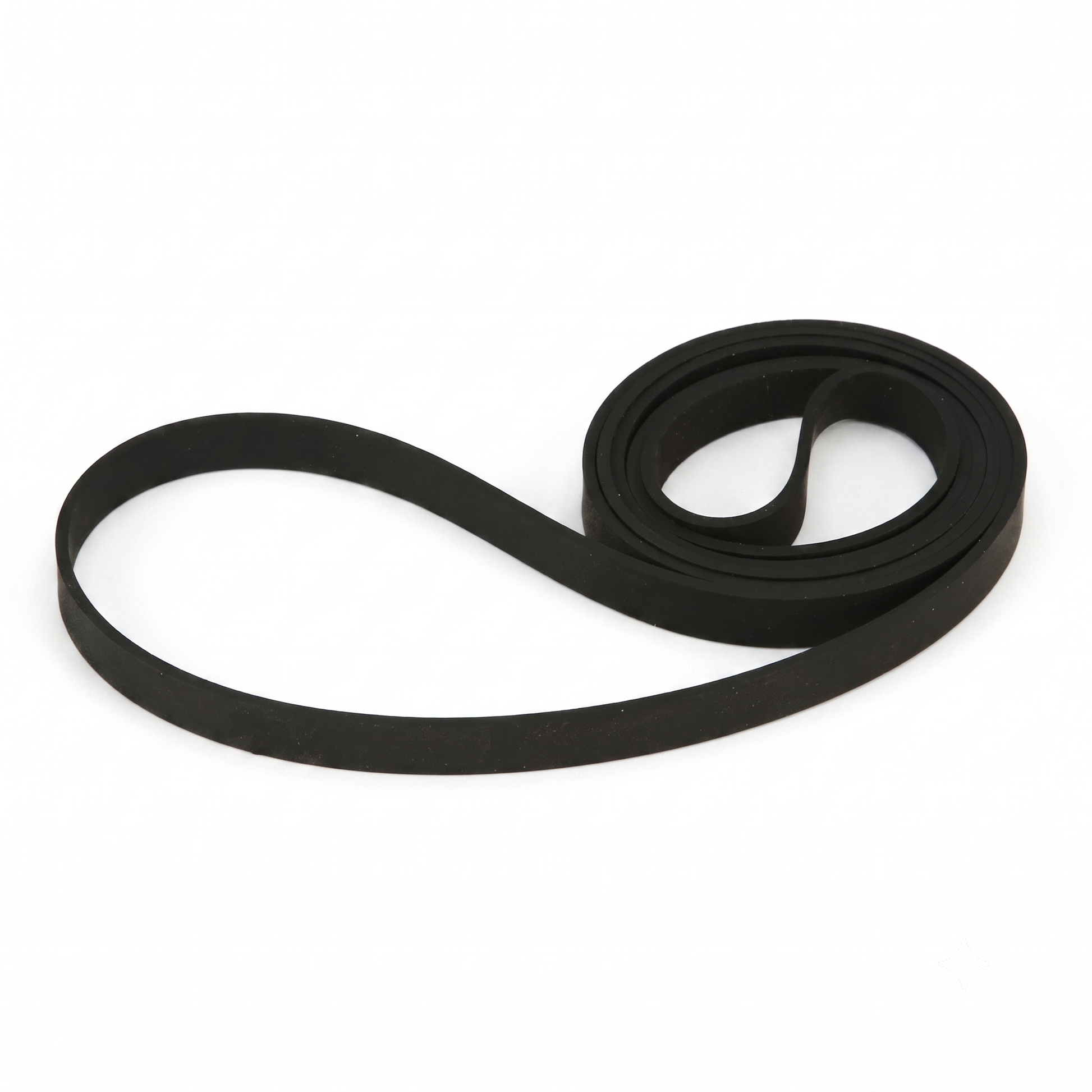 Black rubber replacement drive belt NBLTH0080AF00 for vintage Sharp turntables and record players, coiled on a clean white background.