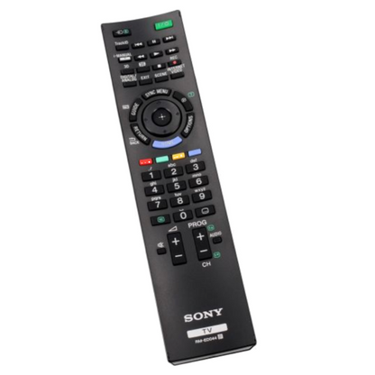 Black Sony TV remote control on a white background