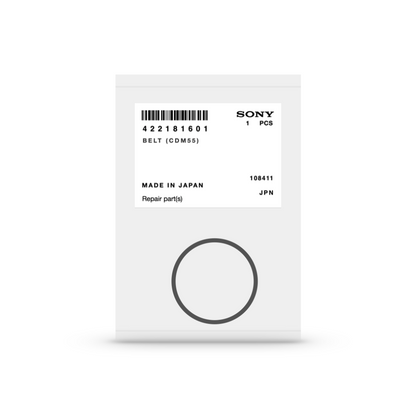 Sony belt packaging with label on a white background