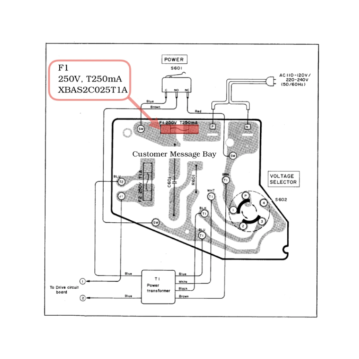 Technics Glass Fuse (F1) XBAS2C025T1A