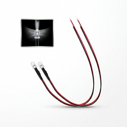 LED light bulb with wires on a white background