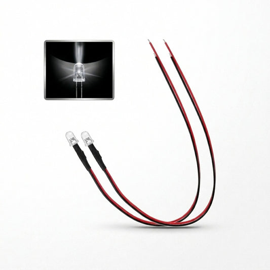 LED light bulb with wires on a white background