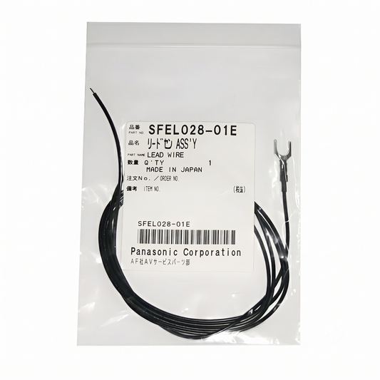 Panasonic lead wire cable assembly, model SFEL028-01E, packaged in a clear plastic bag with a white label.