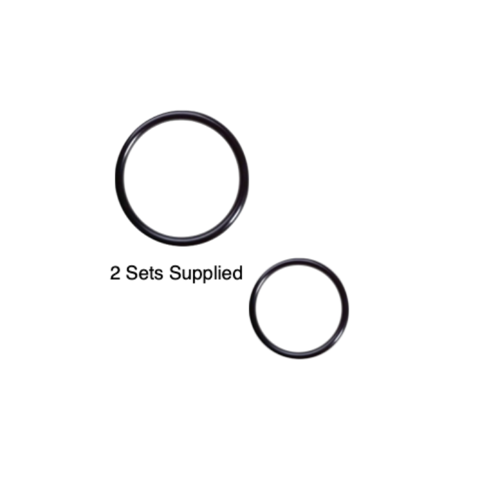 Two black o-rings on a white background with text indicating '2 Sets Supplied'.