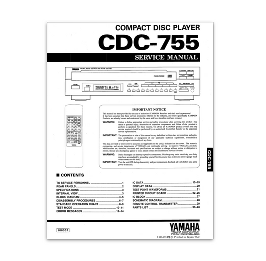 YAMAHA CDC-755 Service Manual
