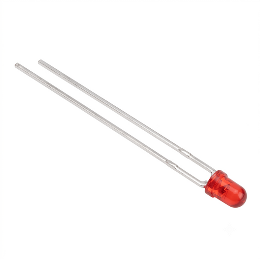 Replacement BOSS guitar pedal check indicator red LED light bulb component with two long metal leads, isolated on a white background.