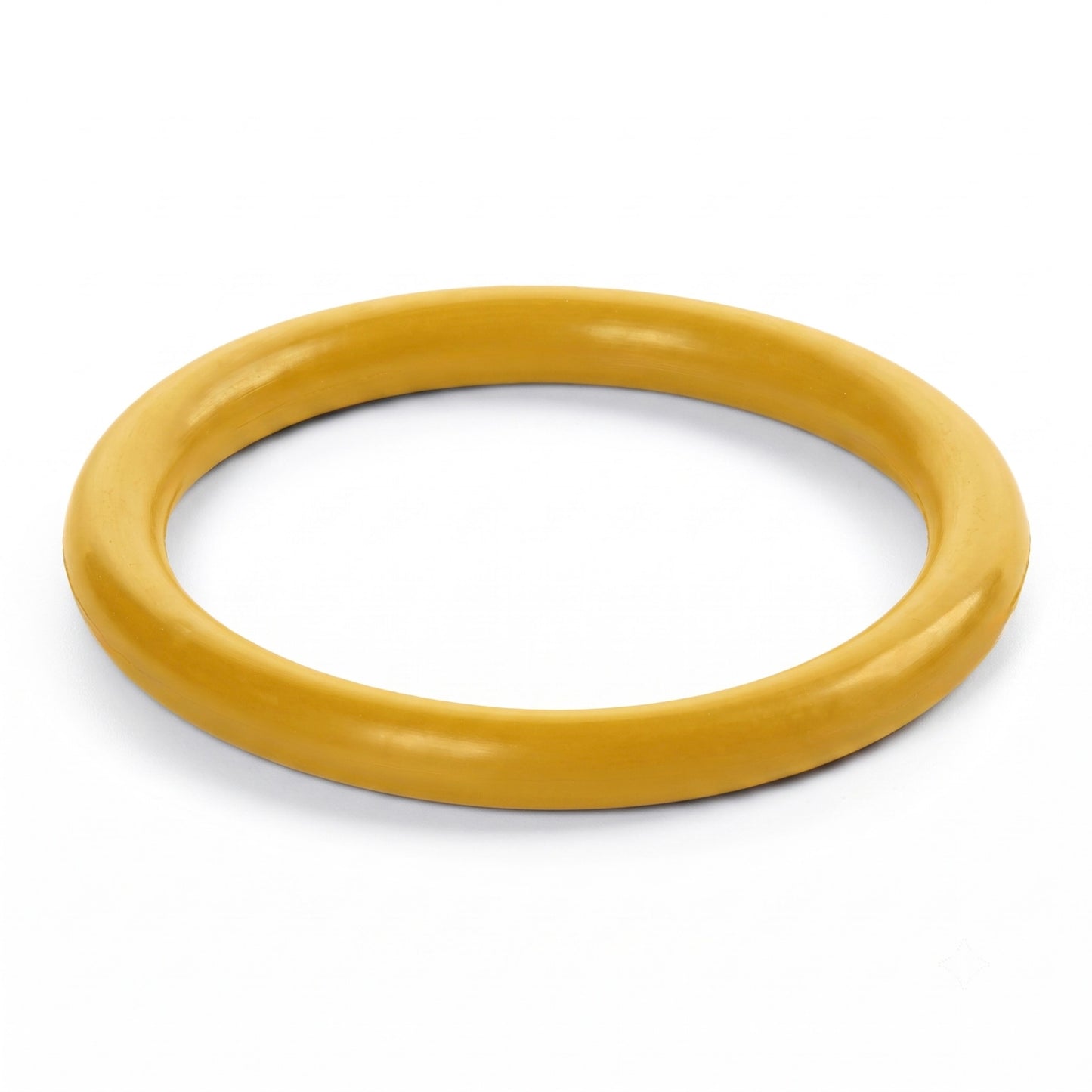 Yellow silicone idler wheel tyre upgrade for Goldring Lenco turntables, isolated on a white background.