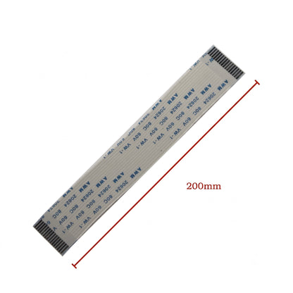 A flat ribbon cable connector strip shown diagonally on a white background, with a red measurement line and text indicating a length of 200mm. The cable has blue printed text including the brand name 'ANY' and technical specifications.