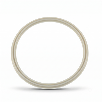 A single circular ring with a thick, smooth, off-white or cream-colored rim, photographed against a solid white background with a soft shadow underneath.