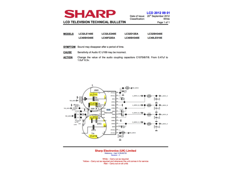 Sharp 17MB60/17MB61/17MB62 No Sound (Repair Kit)