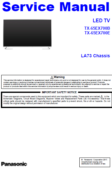 Panasonic TX-65EX700E Service Manual Complete