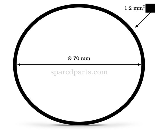 Square Section Drive Belt 70mm x 1.2mm