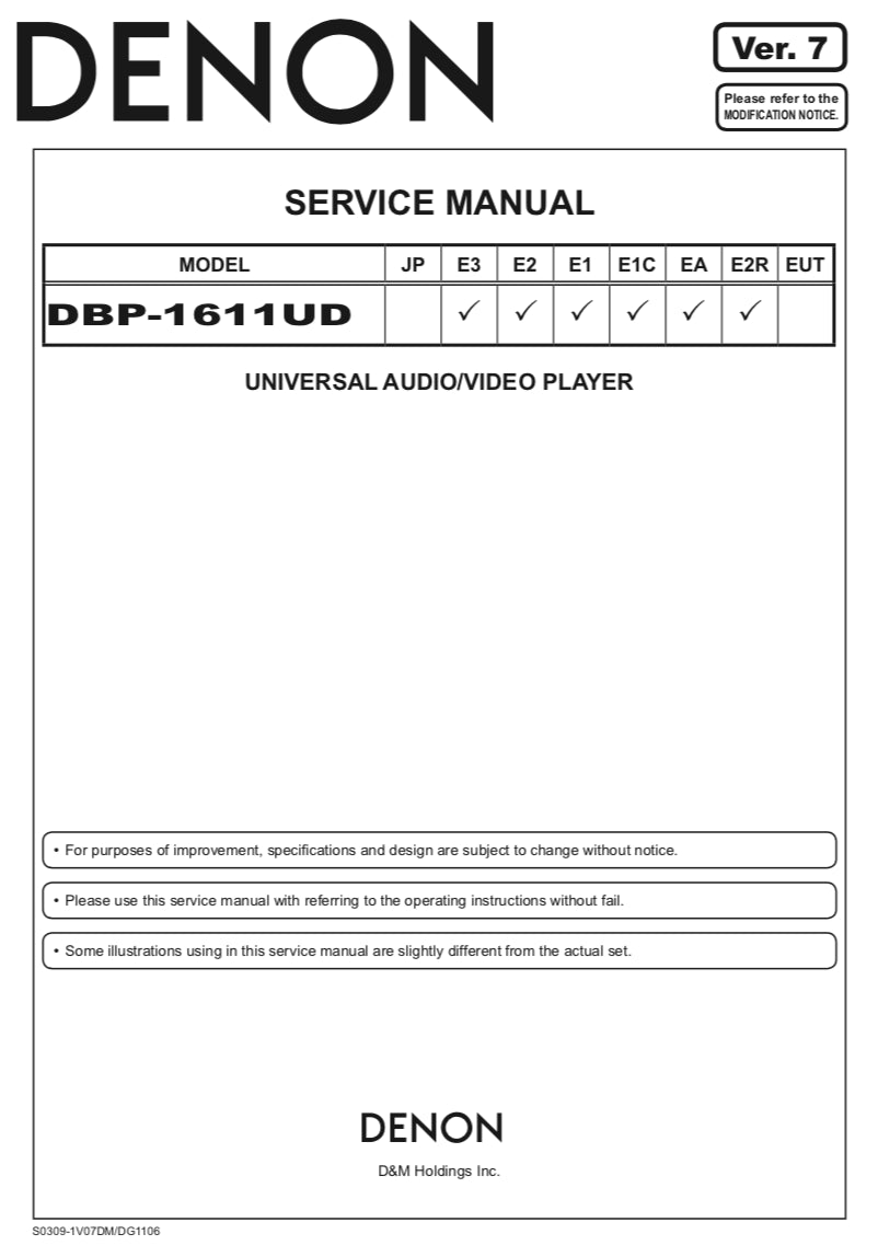 DENON DBP-1611UD Service Manual - Spared Parts UK