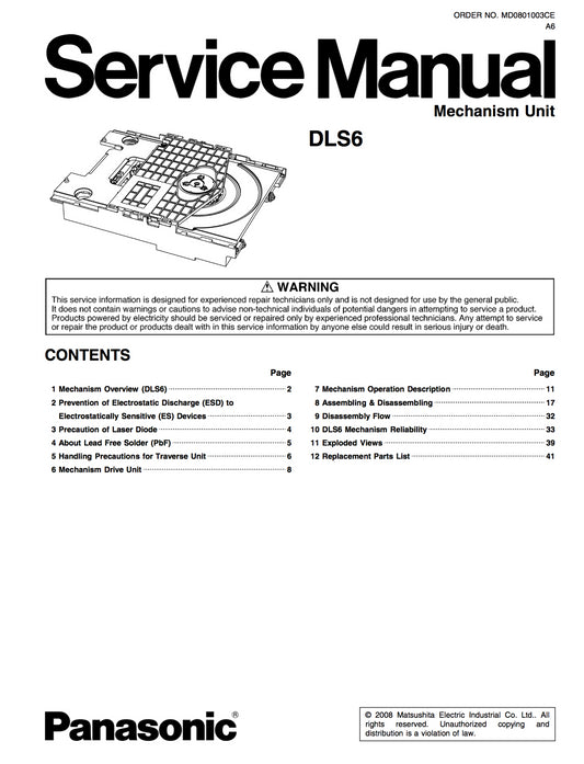 Panasonic DLS6 Service Manual Complete