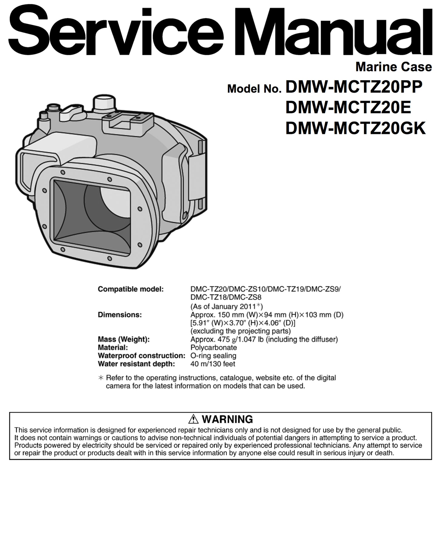 Panasonic DMW-MCTZ20E Service Manual Complete