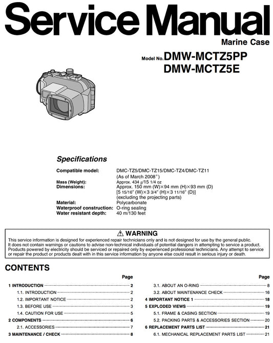 Panasonic DMW-MCTZ5E DMW-MCTZ5PP Service Manual Complete