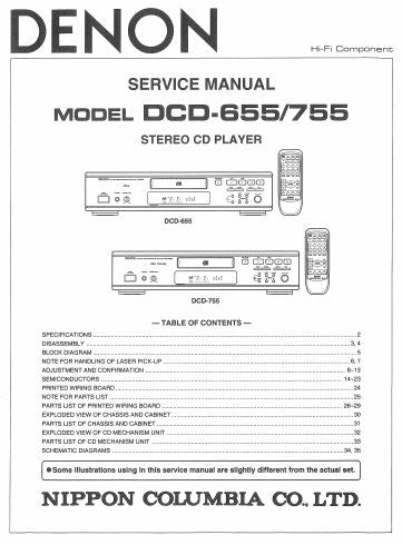 Denon DCD-655 Service Manual Complete - Spared Parts UK