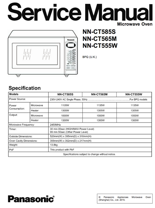 Panasonic Service Manual NN-CT585S NN-CT565M NN-CT555W