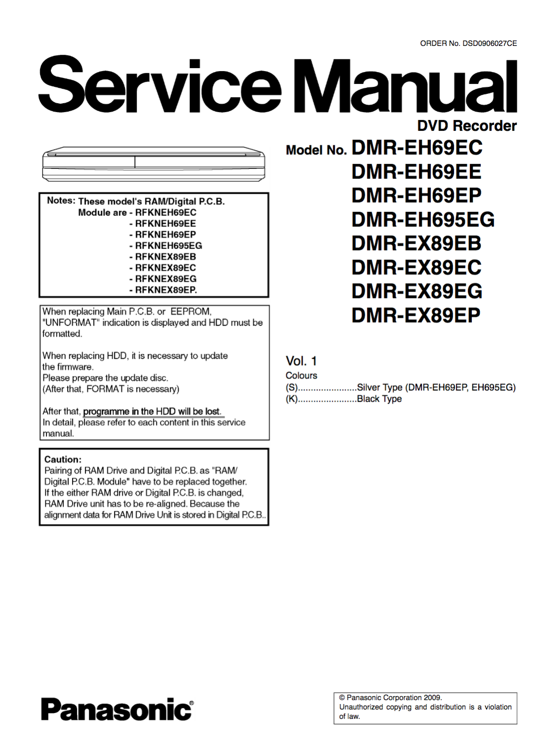 Panasonic DMR-EH69 Service Manual Complete