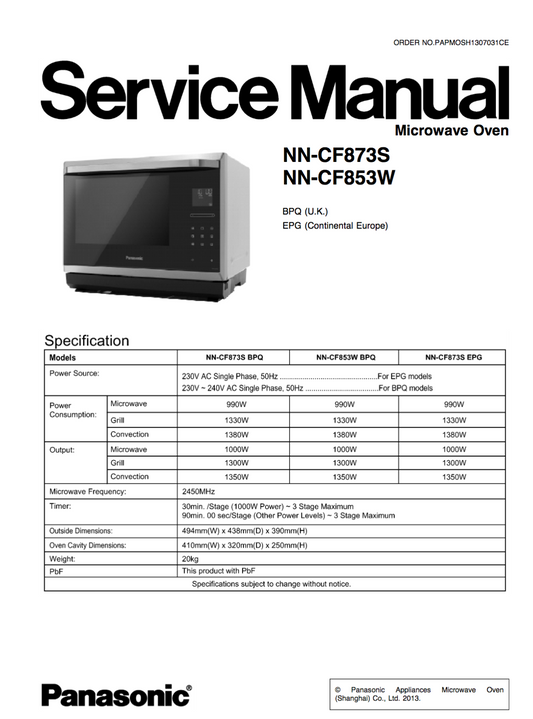 Panasonic NN-CF873S Service Manual