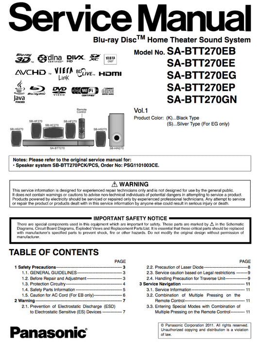 Panasonic SA-BTT270 Service Manual
