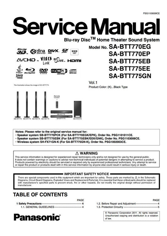 Panasonic SA-BTT770 Service Manual