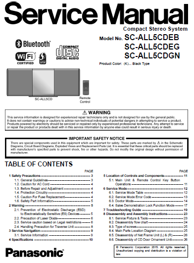 Panasonic SC-ALL5CDGN Service Manual Complete